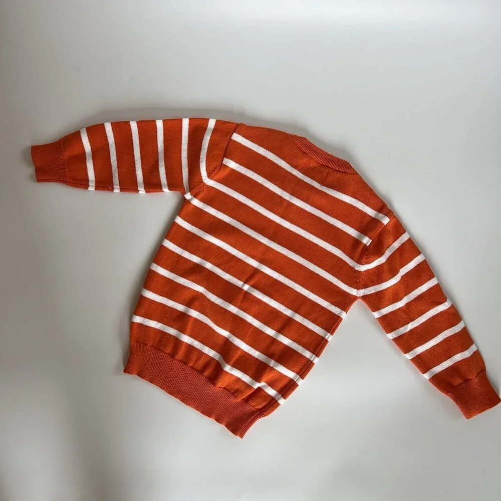 Children's Place Toddler 3T Orange White Stripe Knit Sweater Autumn Fall Festive